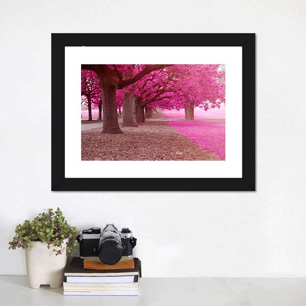 Pink Trees Park Canvas Wall Art-1 Piece-Framed Print-20" x 16"-Tiaracle