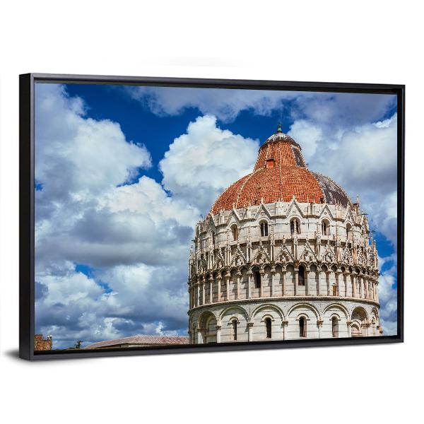Pisa Baptistry Medieval Dome Canvas Wall Art-1 Piece-Floating Frame-36" x 24"-Tiaracle