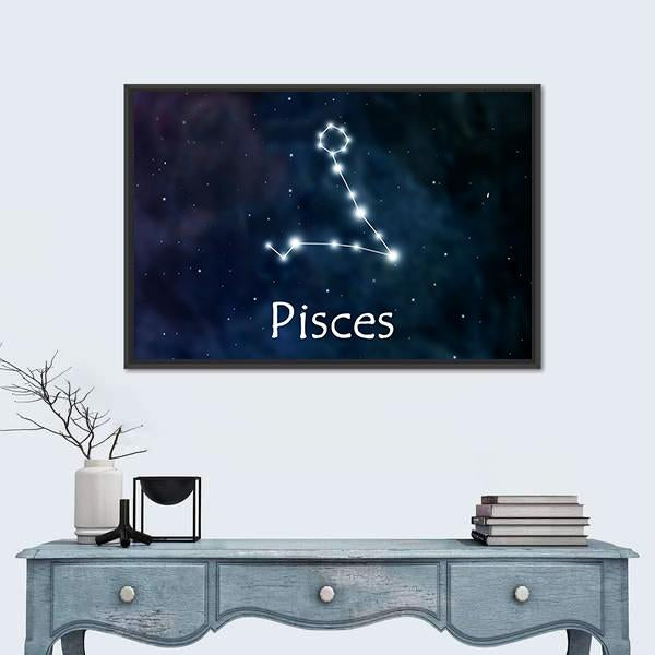 Pisces Horoscope Constellation Canvas Wall Art-1 Piece-Floating Frame-24" x 16"-Tiaracle