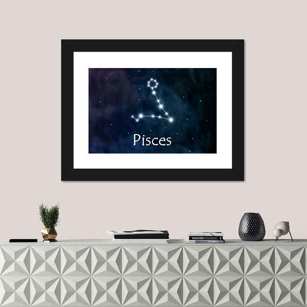 Pisces Horoscope Constellation Canvas Wall Art-1 Piece-Framed Print-20" x 16"-Tiaracle