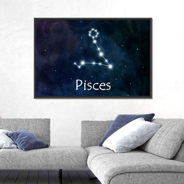 Pisces Horoscope Constellation Canvas Wall Art-5 Horizontal-Gallery Wrap-22" x 12"-Tiaracle