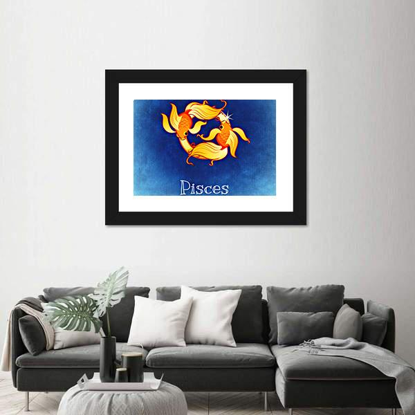 Pisces Zodiac Sign Canvas Wall Art-1 Piece-Framed Print-20" x 16"-Tiaracle