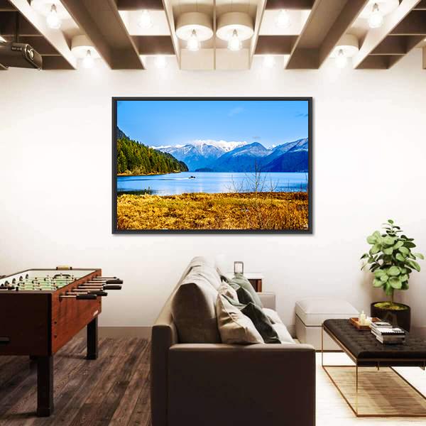Pitt Lake With The Snow Capped Peaks Of The Golden Ears Canvas Wall Art-5 Horizontal-Gallery Wrap-22" x 12"-Tiaracle