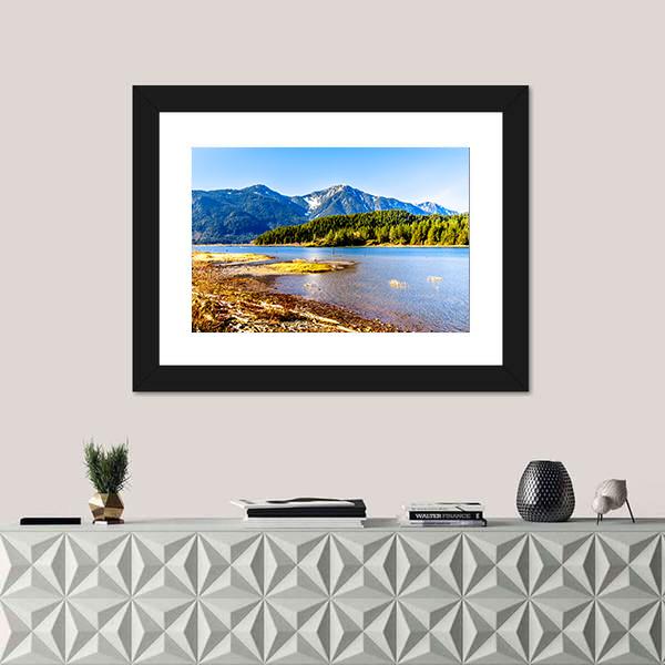 Pitt Lake With Tingle Peak Canvas Wall Art-1 Piece-Framed Print-20" x 16"-Tiaracle