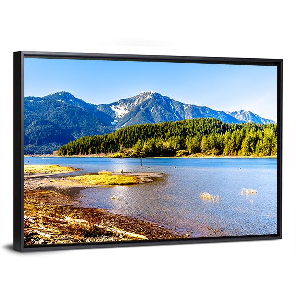 Pitt Lake With Tingle Peak Canvas Wall Art-3 Horizontal-Gallery Wrap-25" x 16"-Tiaracle