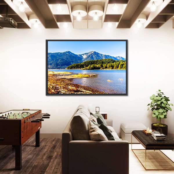 Pitt Lake With Tingle Peak Canvas Wall Art-5 Horizontal-Gallery Wrap-22" x 12"-Tiaracle