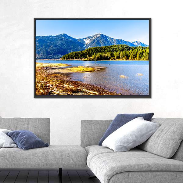 Pitt Lake With Tingle Peak Canvas Wall Art-3 Horizontal-Gallery Wrap-25" x 16"-Tiaracle