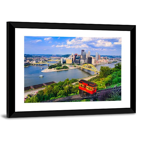 Pittsburgh Downtown Skyline Canvas Wall Art-1 Piece-Framed Print-30" x 20"-Tiaracle