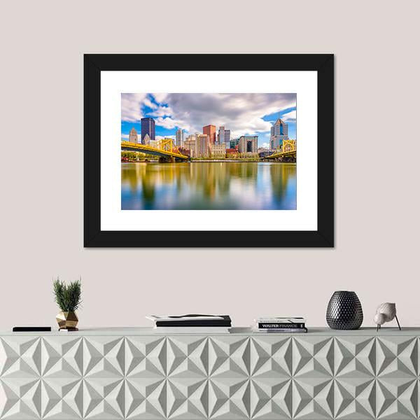 Pittsburgh Skyline Canvas Wall Art-1 Piece-Framed Print-20" x 16"-Tiaracle