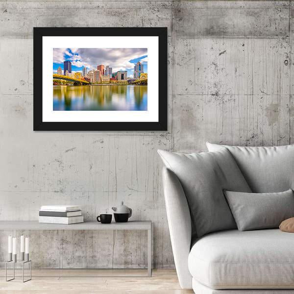 Pittsburgh Skyline Canvas Wall Art-5 Horizontal-Gallery Wrap-22" x 12"-Tiaracle