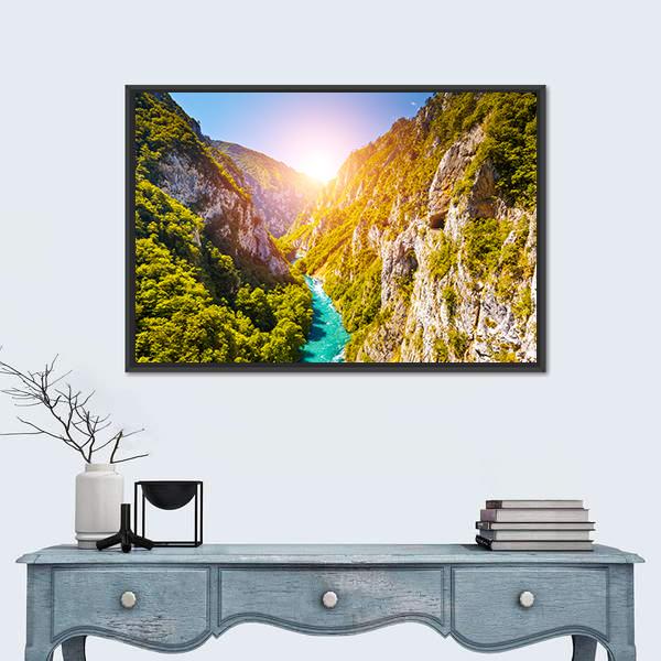 Piva Canyon In Montenegro Canvas Wall Art-1 Piece-Floating Frame-24" x 16"-Tiaracle