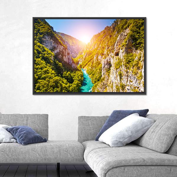 Piva Canyon In Montenegro Canvas Wall Art-3 Horizontal-Gallery Wrap-25" x 16"-Tiaracle