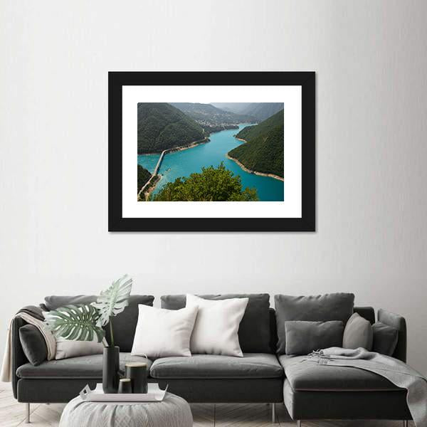 Pivsko Lake In Montenegro Canvas Wall Art-1 Piece-Framed Print-30" x 20"-Tiaracle