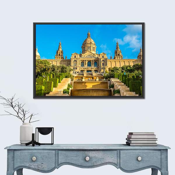 Placa de Ispania in Barcelona Spain Canvas Wall Art-1 Piece-Floating Frame-24" x 16"-Tiaracle