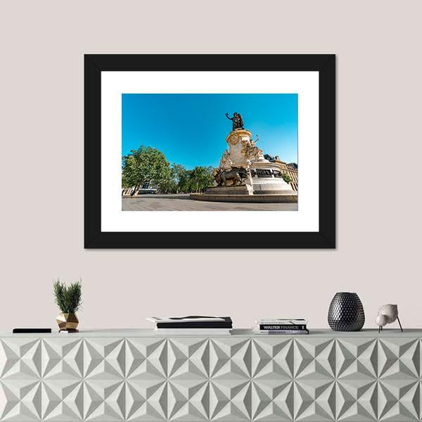 Place de la Republique In Paris Canvas Wall Art-1 Piece-Framed Print-20" x 16"-Tiaracle