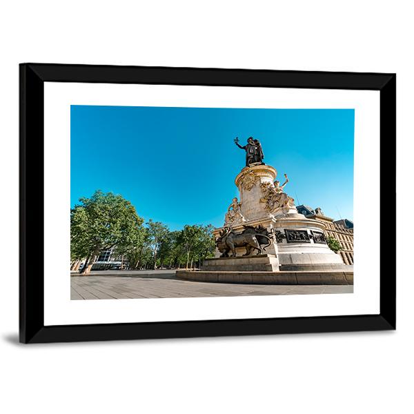 Place de la Republique In Paris Canvas Wall Art-3 Horizontal-Gallery Wrap-25" x 16"-Tiaracle