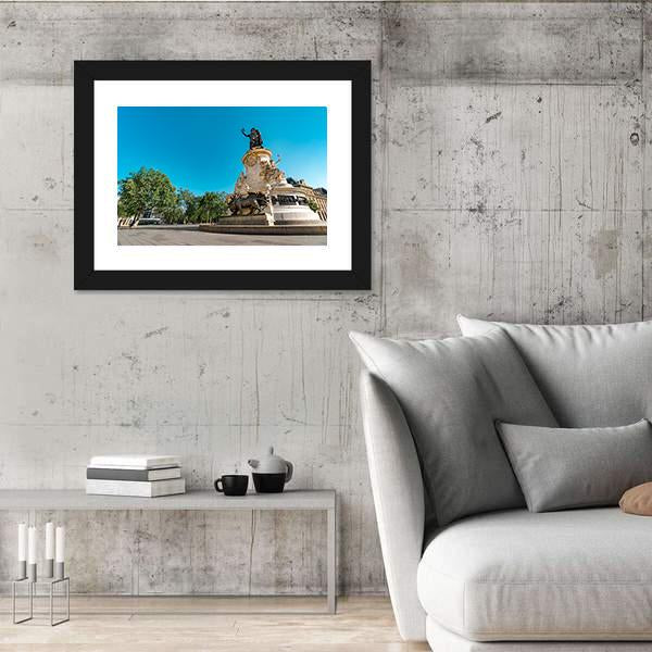 Place de la Republique In Paris Canvas Wall Art-3 Horizontal-Gallery Wrap-25" x 16"-Tiaracle