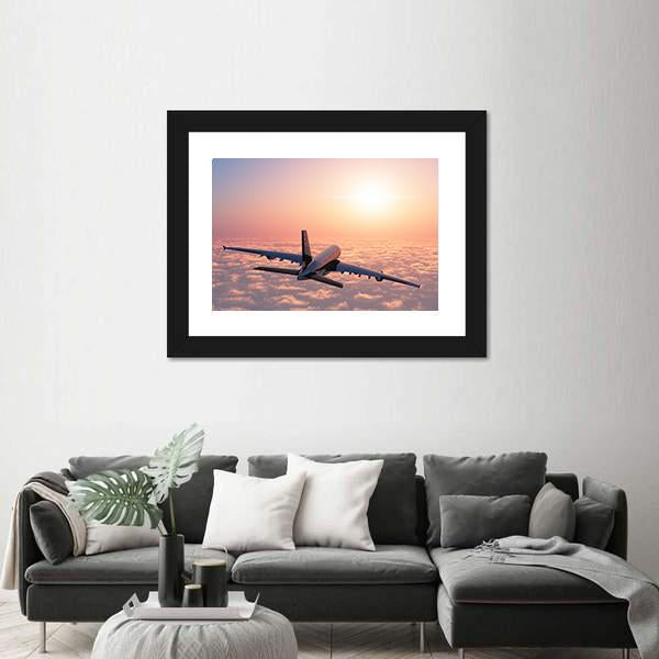 Plane Flying Above The Clouds Canvas Wall Art-3 Horizontal-Gallery Wrap-25" x 16"-Tiaracle