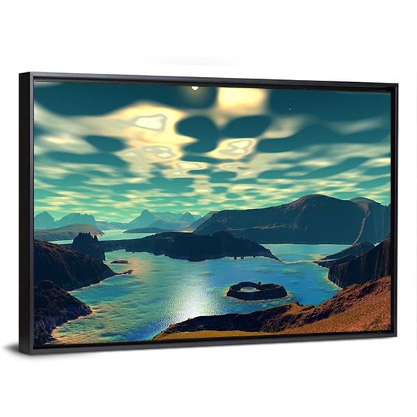 Planet Alien Canvas Wall Art-1 Piece-Floating Frame-36" x 24"-Tiaracle