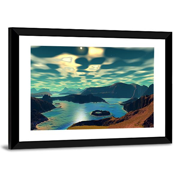 Planet Alien Canvas Wall Art-1 Piece-Framed Print-30" x 20"-Tiaracle