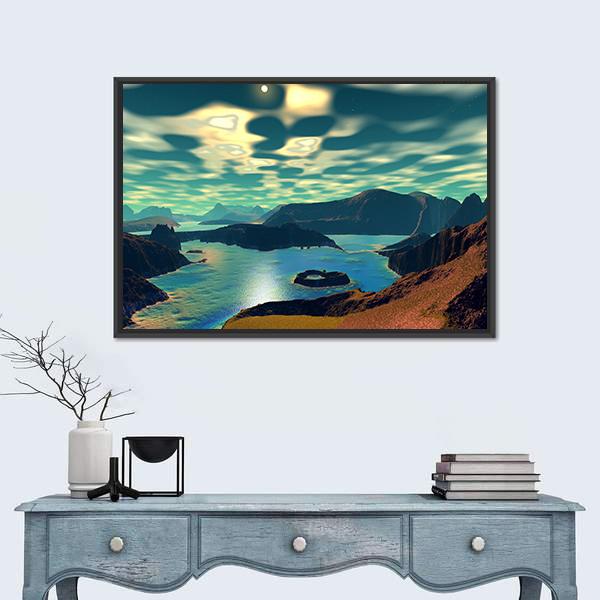 Planet Alien Canvas Wall Art-5 Horizontal-Gallery Wrap-22" x 12"-Tiaracle