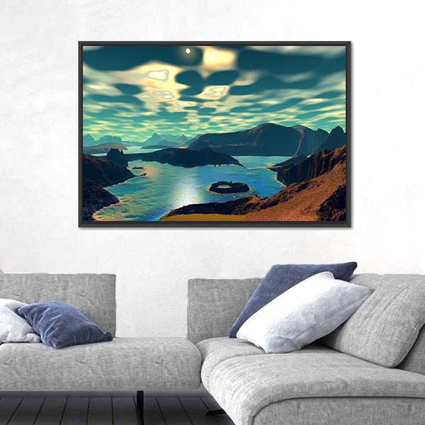 Planet Alien Canvas Wall Art-5 Horizontal-Gallery Wrap-22" x 12"-Tiaracle