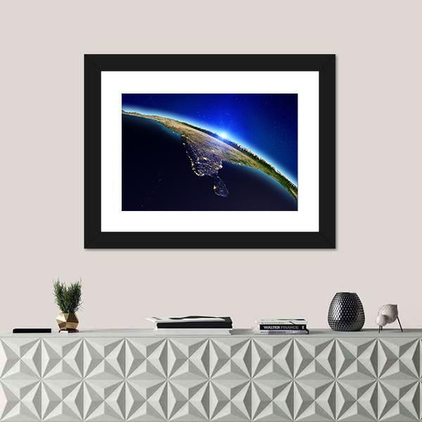 Planet Earth Canvas Wall Art-1 Piece-Framed Print-20" x 16"-Tiaracle