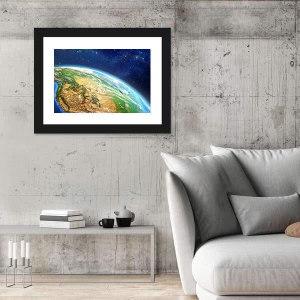Planet Earth From Space Illustration Canvas Wall Art-3 Horizontal-Gallery Wrap-25" x 16"-Tiaracle