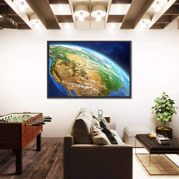 Planet Earth From Space Illustration Canvas Wall Art-3 Horizontal-Gallery Wrap-25" x 16"-Tiaracle
