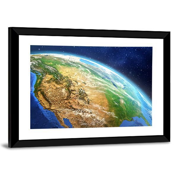Planet Earth From Space Illustration Canvas Wall Art-3 Horizontal-Gallery Wrap-25" x 16"-Tiaracle
