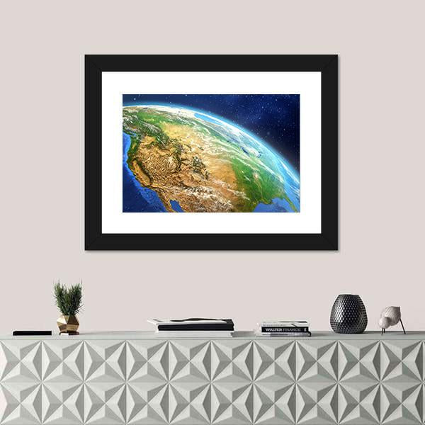Planet Earth From Space Illustration Canvas Wall Art-3 Horizontal-Gallery Wrap-25" x 16"-Tiaracle