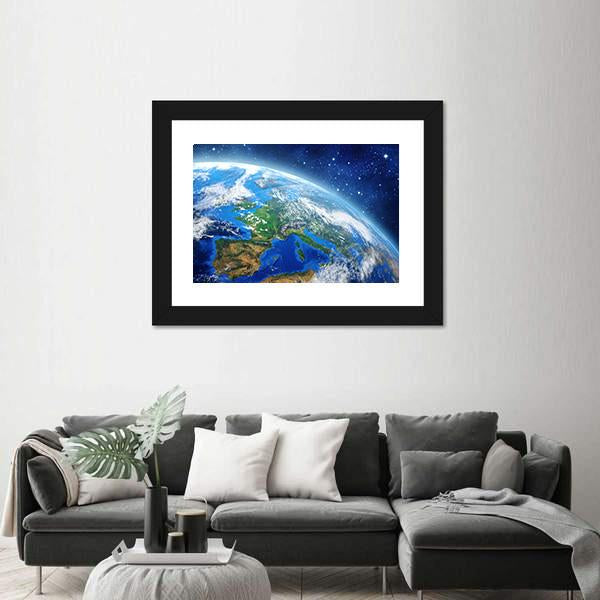 Planet Earth From Space In Daylight Canvas Wall Art-5 Horizontal-Gallery Wrap-22" x 12"-Tiaracle