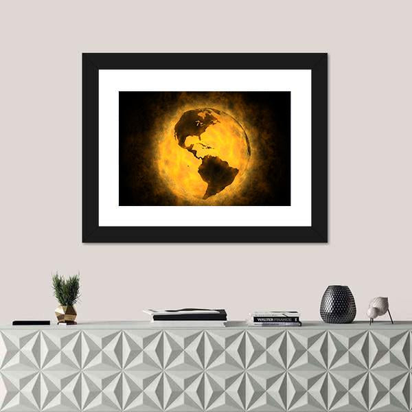 Planet Earth Warming Canvas Wall Art-1 Piece-Framed Print-20" x 16"-Tiaracle