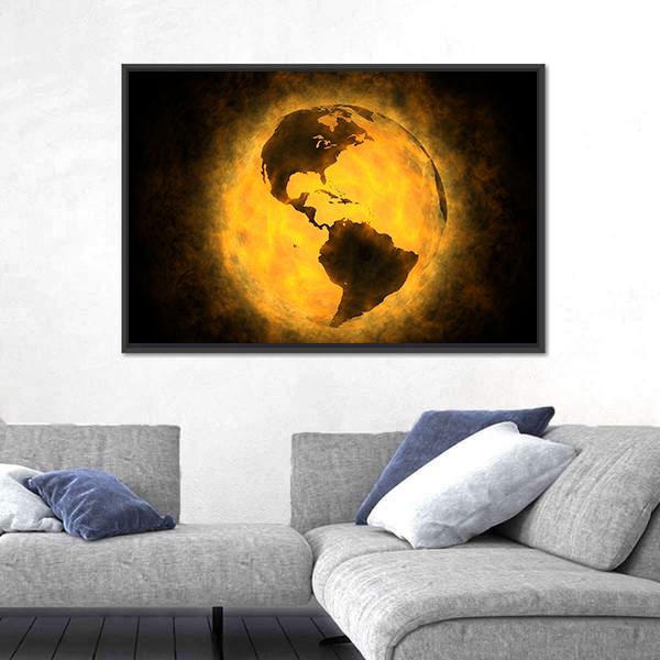 Planet Earth Warming Canvas Wall Art-5 Horizontal-Gallery Wrap-22" x 12"-Tiaracle