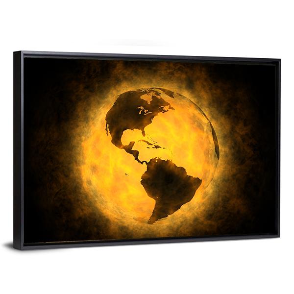 Planet Earth Warming Canvas Wall Art-5 Horizontal-Gallery Wrap-22" x 12"-Tiaracle