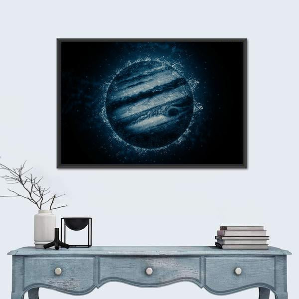 Planet In Water Canvas Wall Art-1 Piece-Floating Frame-24" x 16"-Tiaracle