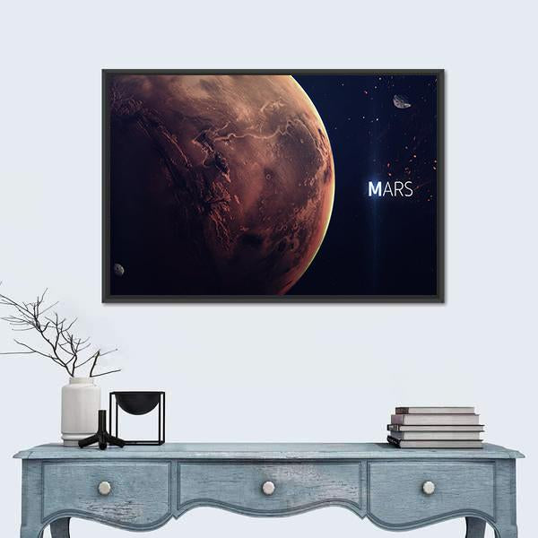 Planet Mars From Space Canvas Wall Art-1 Piece-Floating Frame-24" x 16"-Tiaracle
