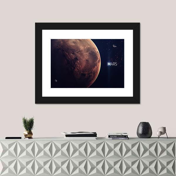 Planet Mars From Space Canvas Wall Art-1 Piece-Framed Print-20" x 16"-Tiaracle