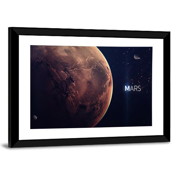 Planet Mars From Space Canvas Wall Art-3 Horizontal-Gallery Wrap-25" x 16"-Tiaracle
