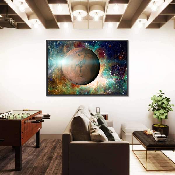 Planet Mars In Solar System Canvas Wall Art-5 Horizontal-Gallery Wrap-22" x 12"-Tiaracle