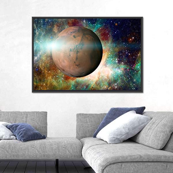 Planet Mars In Solar System Canvas Wall Art-5 Horizontal-Gallery Wrap-22" x 12"-Tiaracle