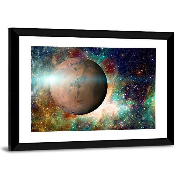Planet Mars In Solar System Canvas Wall Art-5 Horizontal-Gallery Wrap-22" x 12"-Tiaracle