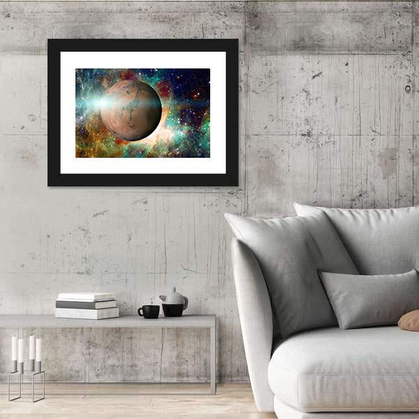 Planet Mars In Solar System Canvas Wall Art-5 Horizontal-Gallery Wrap-22" x 12"-Tiaracle
