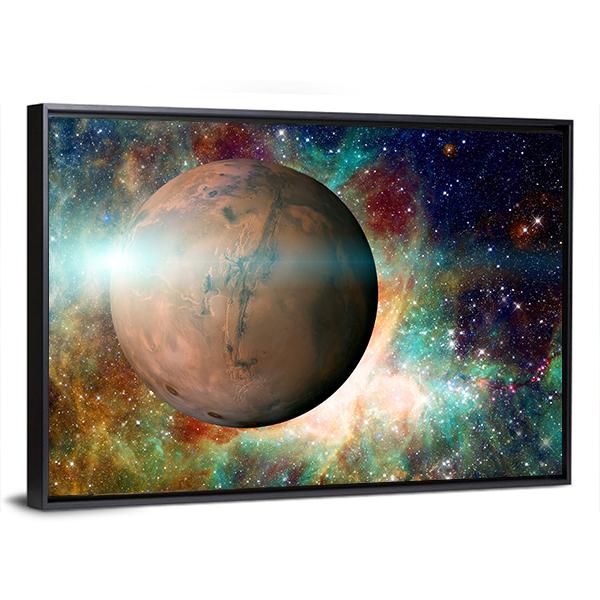 Planet Mars In Solar System Canvas Wall Art-5 Horizontal-Gallery Wrap-22" x 12"-Tiaracle