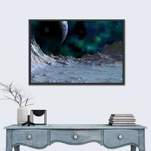 Planets Are In Deep Space Canvas Wall Art-1 Piece-Floating Frame-24" x 16"-Tiaracle