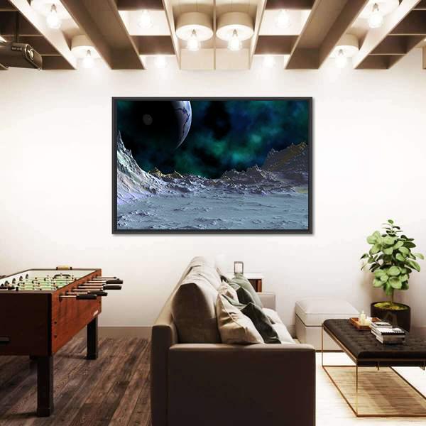 Planets Are In Deep Space Canvas Wall Art-3 Horizontal-Gallery Wrap-25" x 16"-Tiaracle
