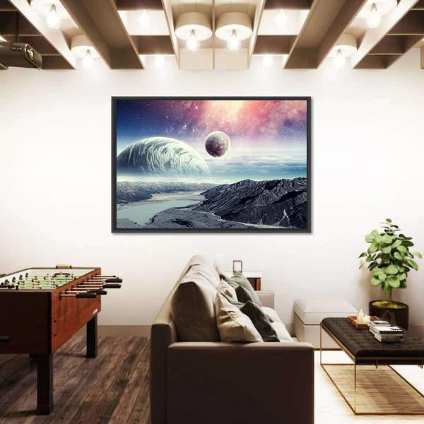Planets In Space Canvas Wall Art-3 Horizontal-Gallery Wrap-25" x 16"-Tiaracle