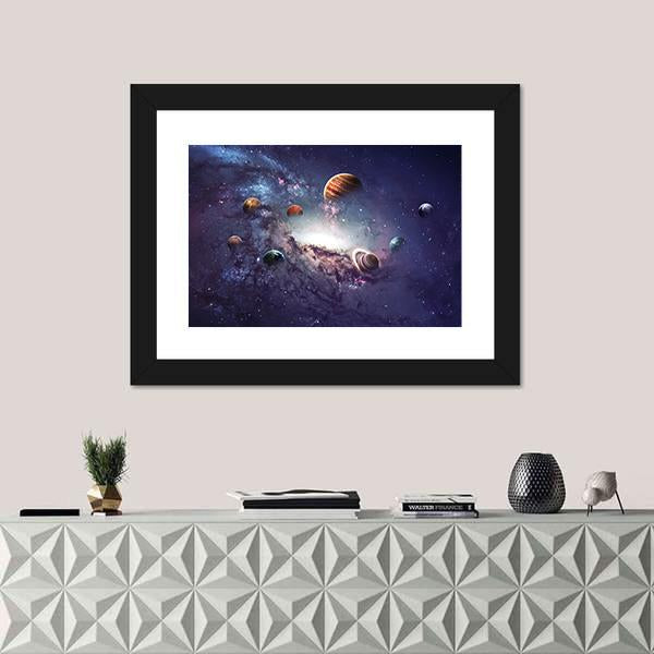 Planets Of The Solar System Canvas Wall Art-1 Piece-Framed Print-20" x 16"-Tiaracle