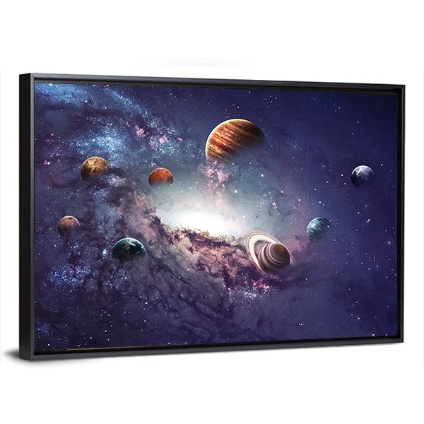 Planets Of The Solar System Canvas Wall Art-3 Horizontal-Gallery Wrap-25" x 16"-Tiaracle