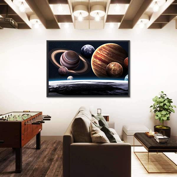 Planets Of The Solar System Canvas Wall Art-5 Horizontal-Gallery Wrap-22" x 12"-Tiaracle